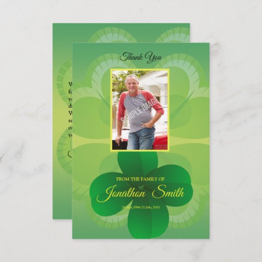 Green Funeral Bedankt Card Kaart (Voorkant / Achterkant)