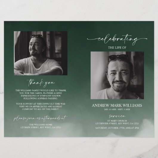 Green Funeral Order of Service Gevouwen Programma (Voorkant)