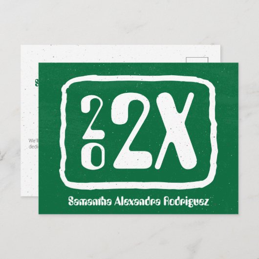 Green Funky Class Year Afstuderen Briefkaart (Voorkant / Achterkant)