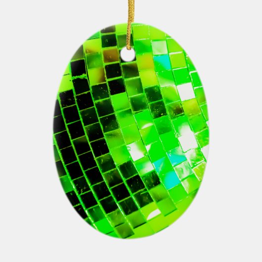 Green Funky Disco Ball Keramisch Ornament (Voorkant)