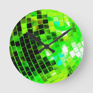 Green Funky Disco Ball Ronde Klok
