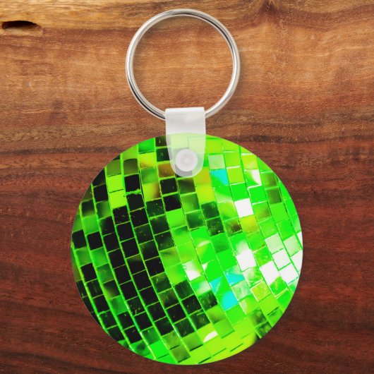 Green Funky Disco Ball Sleutelhanger (Voorkant)