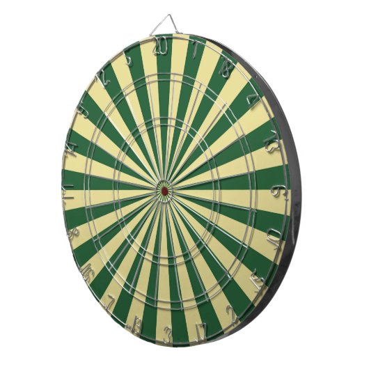 Green Funky Sun Rays Retro Stripes Dartbord (Voorkant Rechts)