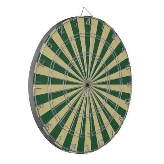Green Funky Sun Rays Retro Stripes Dartbord (Voorkant Links)