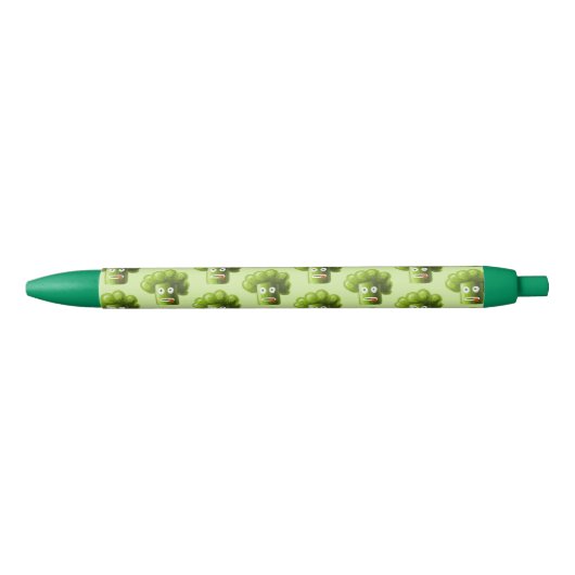 Green Funny Cartoon Broccoli Zwarte Inkt Pen (Voorkant)