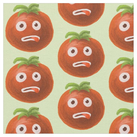 Green Funny Cartoon Tomato Pattern Stof (Close Up)