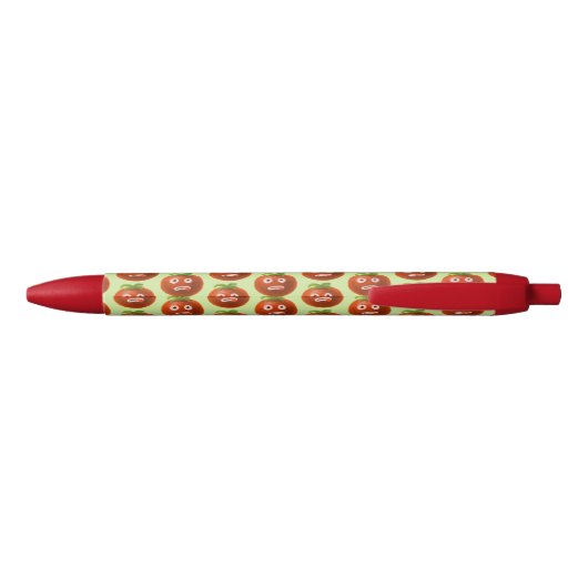 Green Funny Cartoon Tomato Zwarte Inkt Pen (Achterkant)