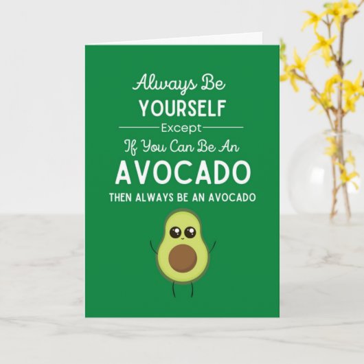 Green Funny Cute Avocado Cards For Kids Fruit Kaart (Gele Bloem)
