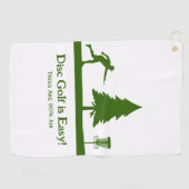 Green Funny Disc Golf Putting met boomobstakel Golfhanddoek (Horizontaal)