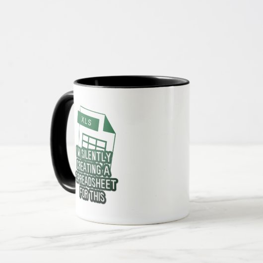 Green Funny Excel Creëer stilletjes Spreadsheet Mok (Voorkant links)