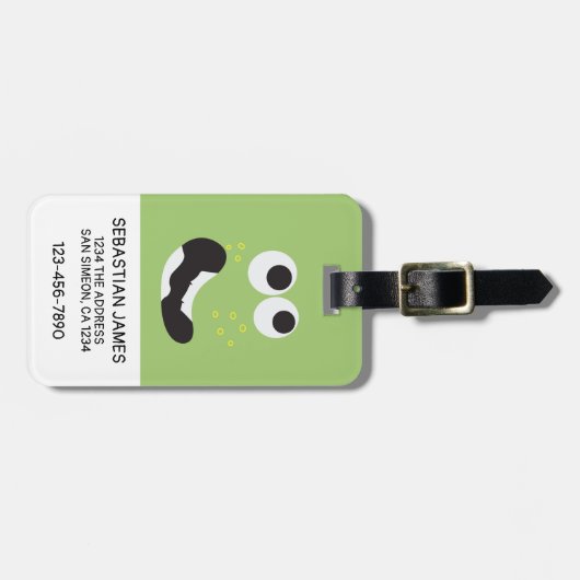 Green Funny Face gepersonaliseerd Bagagelabel (Voorkant horizontaal)