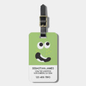 Green Funny Face gepersonaliseerd Bagagelabel (Voorkant verticaal)