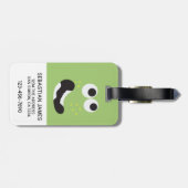 Green Funny Face gepersonaliseerd Bagagelabel (Achterkant horizontaal)
