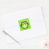 Green Funny Owl Vierkante Sticker (Envelop)
