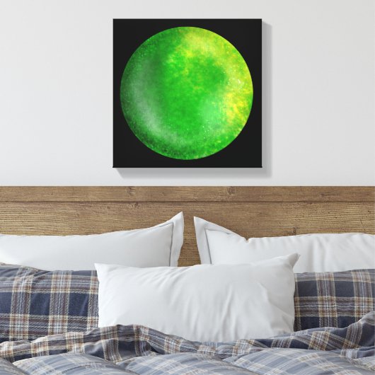 Green Galaxy Orb – Emerald Canvas Afdrukken (Insitu (Slaapkamer))