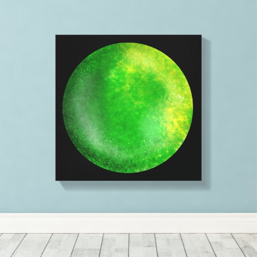 Green Galaxy Orb – Emerald Canvas Afdrukken (Insitu (Houten vloer))