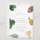 Green Game On Football Birthday Kaart (Voorkant)