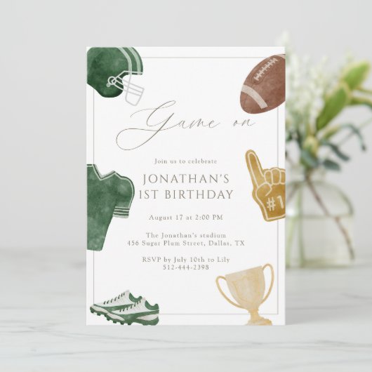 Green Game On Football Birthday Kaart (Staand voorkant)