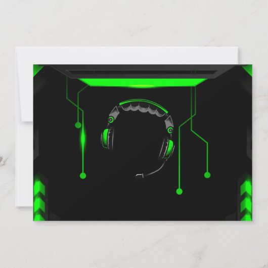 Green Game Truck Birthday Party Photo Invitation Kaart (Achterkant)