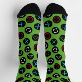 Green Gamer Console Buttons Socks Gaming Sokken (Top)