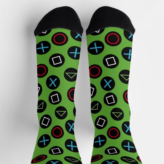 Green Gamer Console Buttons Socks Gaming Sokken (Top)