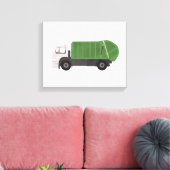 Green Garbage Truck Canvas Afdruk (Insitu (Woonkamer))