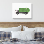 Green Garbage Truck Canvas Afdruk (Insitu (Slaapkamer))