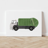 Green Garbage Truck Canvas Afdruk