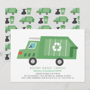Green Garbage Truck Recyclen Boy Birthday Kaart