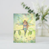 Green Garden Fairy Fantasy Art Briefkaart (Staand voorkant)