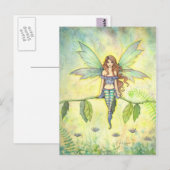Green Garden Fairy Fantasy Art Briefkaart (Voorkant / Achterkant)