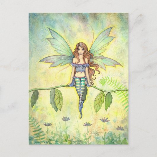 Green Garden Fairy Fantasy Art Briefkaart (Voorkant)