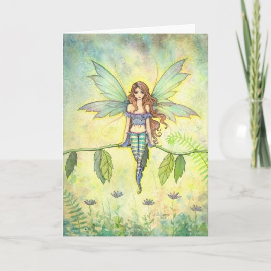 Green Garden Fairy Fantasy Art Kaart (Voorkant)