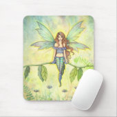 Green Garden Fairy Fantasy Artwork Waterverf Muismat (Met muis)