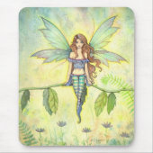 Green Garden Fairy Fantasy Artwork Waterverf Muismat (Voorkant)