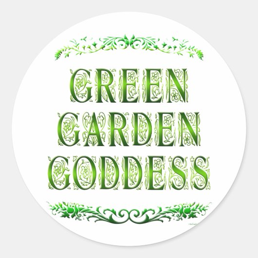 Green Garden Goddess Gezegde Ronde Sticker (Voorkant)