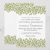 Green Garden Leaves Wedding Uitnodiging (Voorkant / Achterkant)