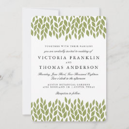Green Garden Leaves Wedding Uitnodiging