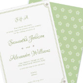 Green Garden Minimalist Script Wedding Ceremony Kaart