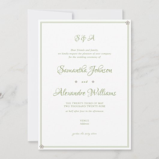 Green Garden Wedding Ceremony Minimalistisch Scrip Kaart (Voorkant)