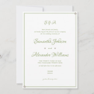 Green Garden Wedding Ceremony Minimalistisch Scrip Kaart