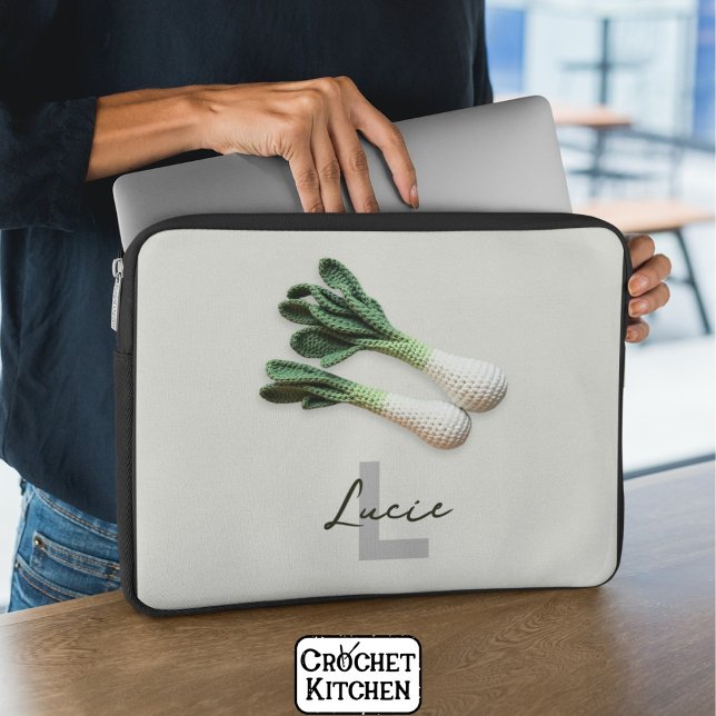 Green Gardener Minimalist Haakprei Naam Laptop Sleeve (Creator heeft geüpload)