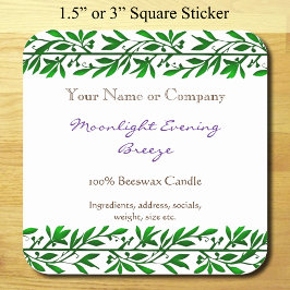 Green Garland Editable Rustic Soap Editable Vierkante Sticker