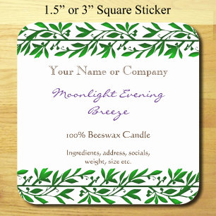 Green Garland Editable Rustic Soap Editable Vierkante Sticker