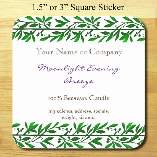 Green Garland Editable Rustic Soap Editable Vierkante Sticker