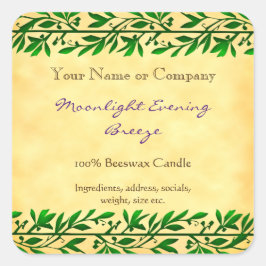 Green Garland Editable Rustic Soap Editable Vierkante Sticker