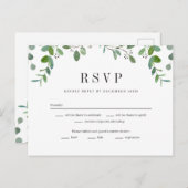 Green Garland Greenery Wedding RSVP Reply Card Briefkaart (Voorkant / Achterkant)