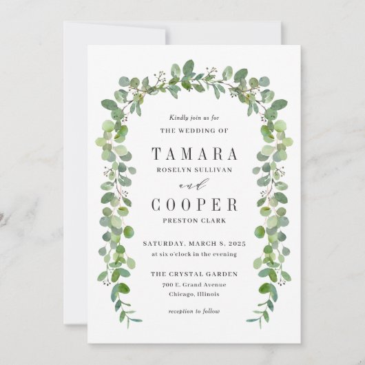 Green Garland Modern Wedding Invitation GL Bedankkaart (Voorkant)