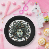 Green Gazing Medusa Hoofd vol slangen Papieren Bordje (Feest)