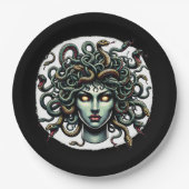 Green Gazing Medusa Hoofd vol slangen Papieren Bordje (Voorkant)